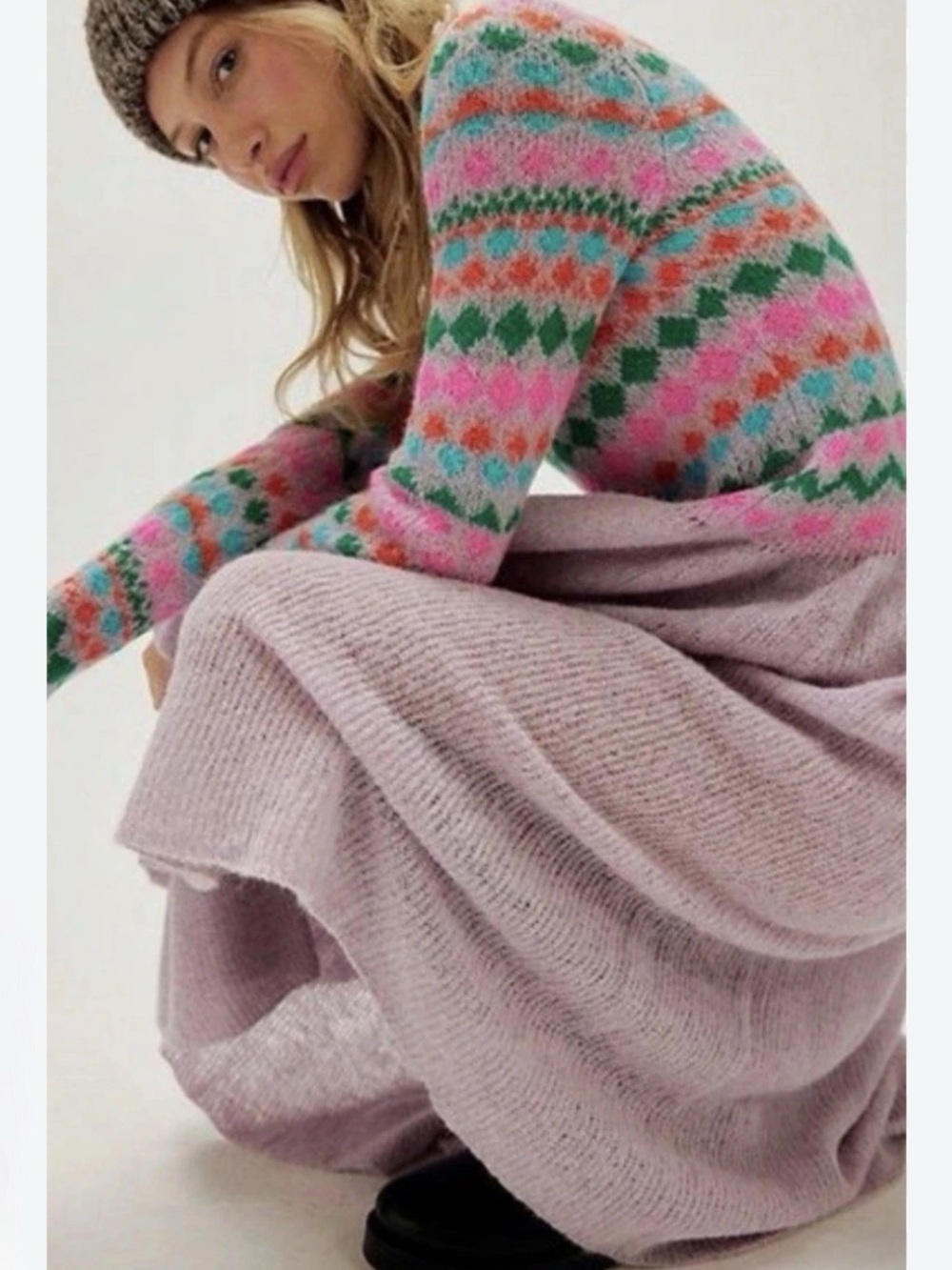 Free People sweater dress midi Lilac Confetti